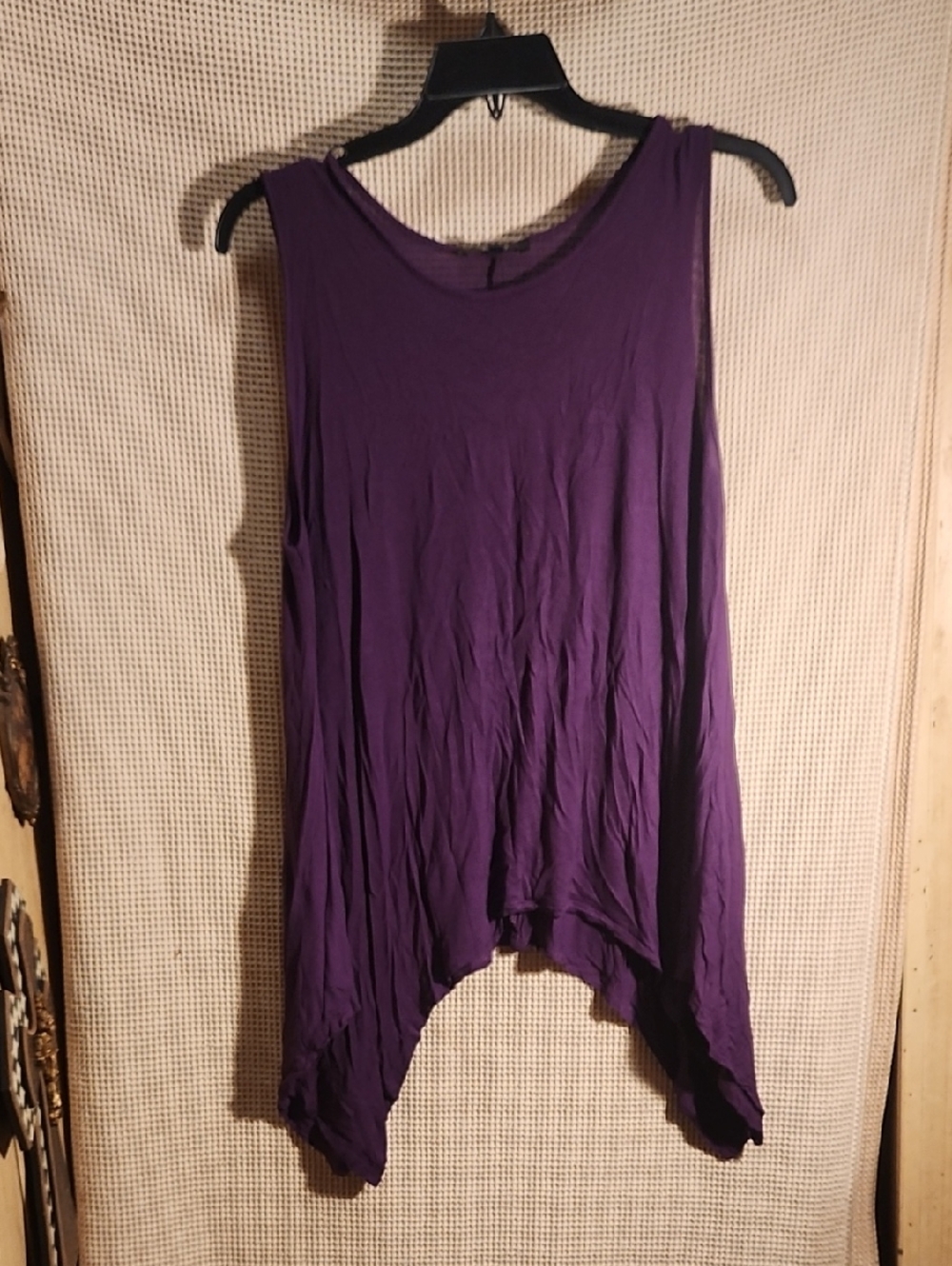 cleo Purple Flowing Tank with Asymmetrical Hem